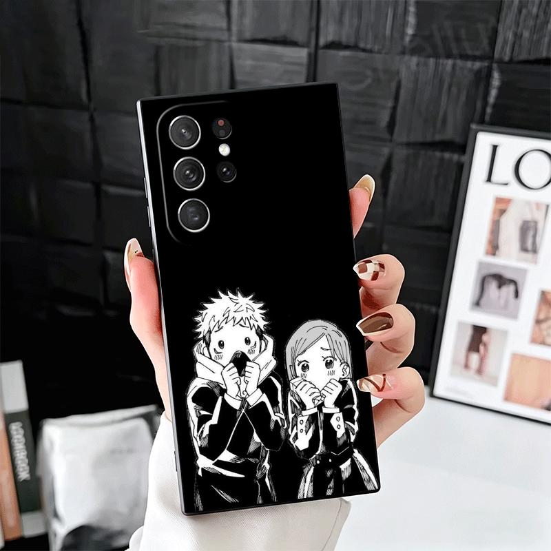

JUJUSU Anime Character Black White Soft Phone Case for Samsung Galaxy S26 S25 Edge S24 Ultra S23 Plus S22 S21 FE S20 Black Cover Samsung S26
