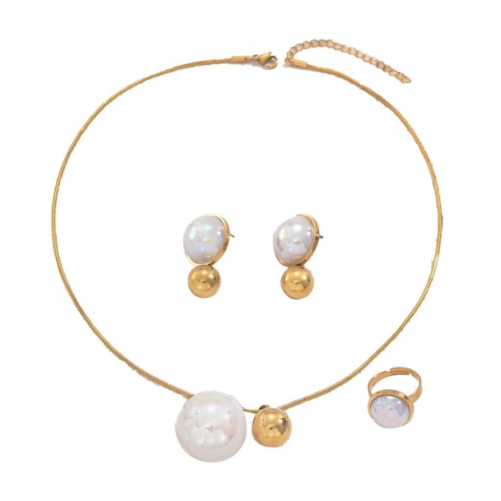 Fashion Ladies Necklace Earrings Jewelry Set Geometric Set Jewelry Design Open Ring Clavicle Chain