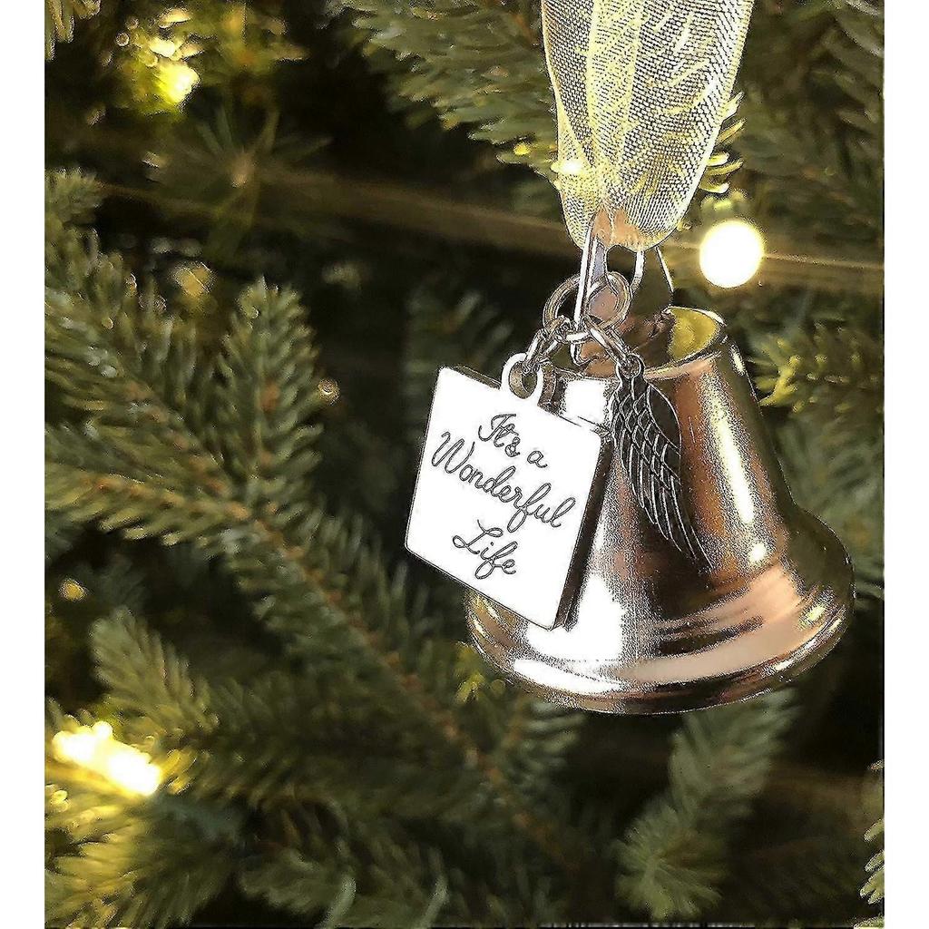 It's a Wonderful Life Inspired Christmas Angel Bell Ornament with Stainless Steel Angel Wing CharmNEW10