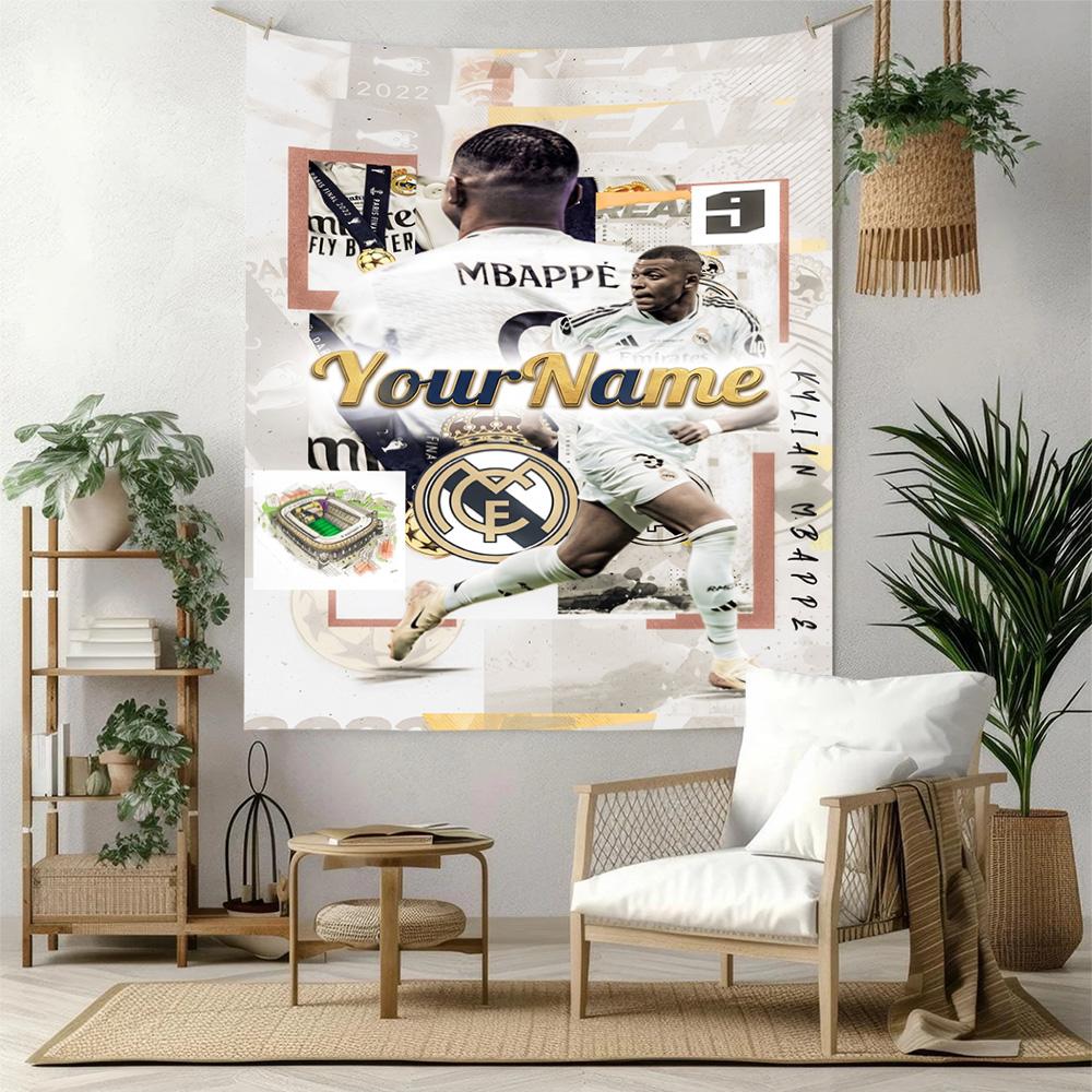 Mbappe Custom Your Name Wall Decor Tapestry Art For Pet Memorial Birthdaywedding Party Backdrop Family Gift