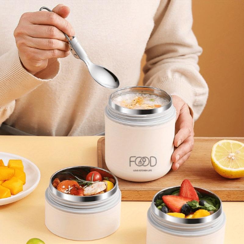1pc One Stainless Steel Cylindrical Lunch Box Hand-wash Portable Soup Cup for Office Workers and Student No Electricity Required