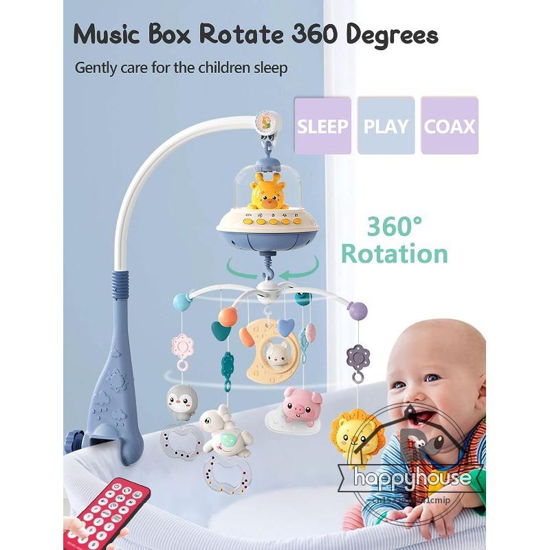 1PC Musical Baby Crib Mobile with Lights Music Projection for Infants Remote Control Crib Toys for Newborn Baby Mobile for Crib Toys