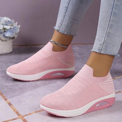Air Cushion Bottom Sock Sneakers for Women Breathable Mesh Slip-On Vulcanized Shoes Woman Casual Non-Slip Platform Walking Shoes