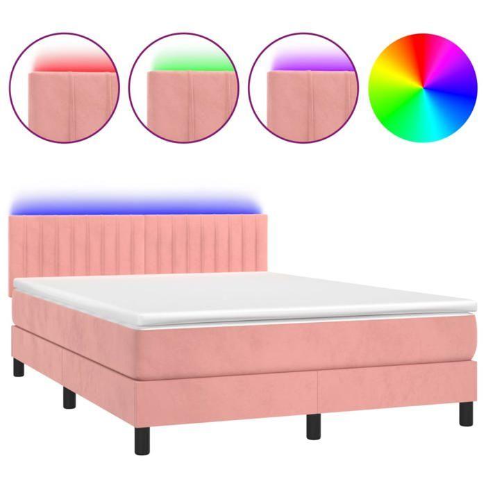VidaXL Slat Bed Base with Mattress and LEDs, Upholstered Bed, Double Bed, Adult Bed for Indoor Bedroom, 3134530