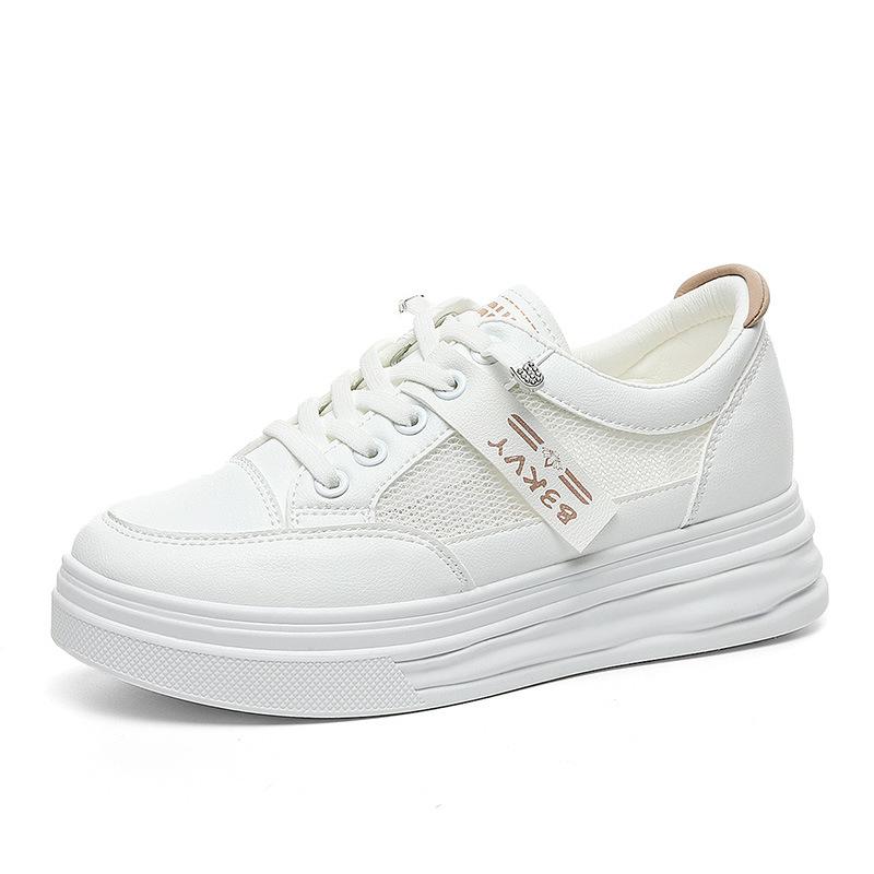 New Summer Mesh Shoes Breathable Mesh Thick Sole Sports and Casual White Shoes
