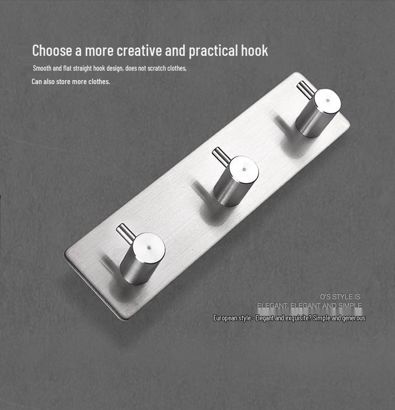 Stainless Steel 304 Punch-Free Wall-Mounted Hook for Kitchen, Bathroom, and Living Room.