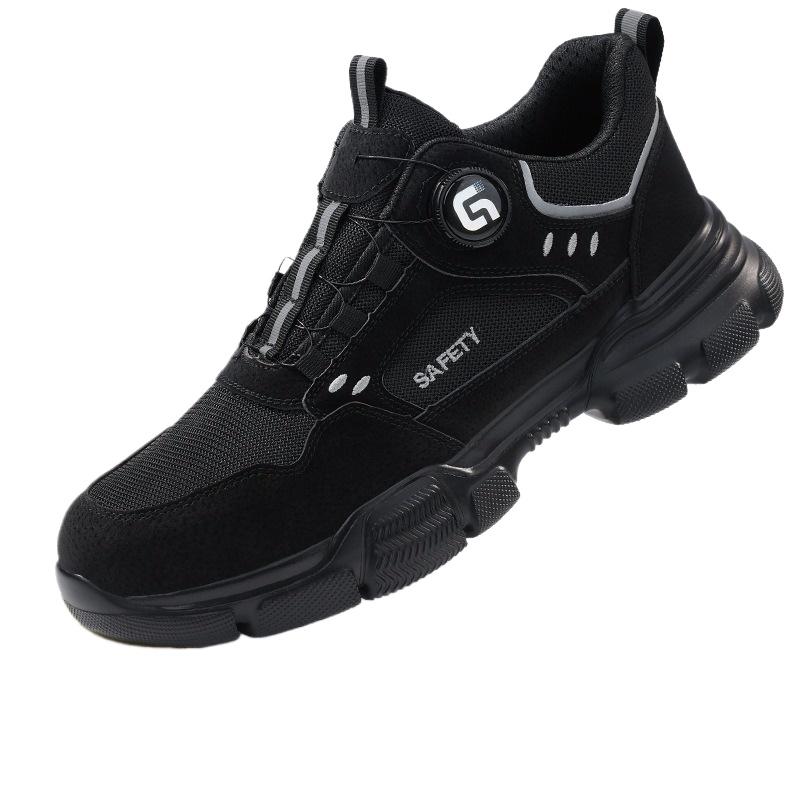 Fashion Safety Boots Fashion New Safety Work Shoes Anti-smash Anti-puncture Anti-odor Men Wear Shoes Non-slip Knob Buckle Steel Toe Shoe