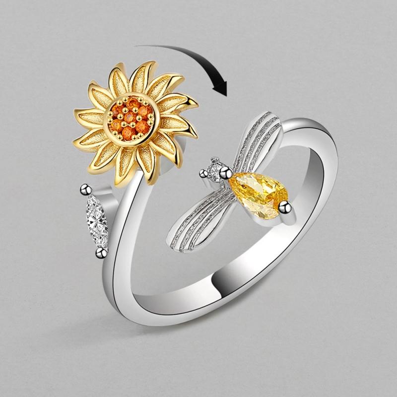 1pcs plated Imitation Gold Ring Simple Women Jewelry Rotatable Micro set Zirconia Personalized Luxury Casual Jewelry