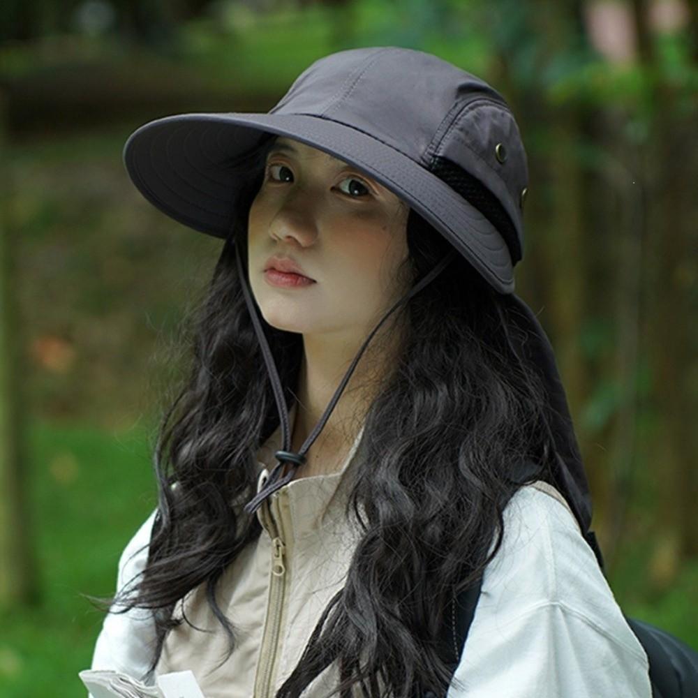 Large Brimmed Sun Hat Full Face Coverage Wide Brim Hat Casual Neck Flap Cap Men Women
