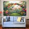 2D Fairy Tale Floral Arch Background, Enchanted Garden with Butterflies Themed Backdrop