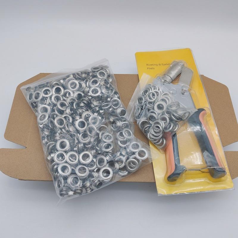 Kit 300 Pezzi Occhielli Metallici 10mm con Strumento di Installazione e Pinza a Mano