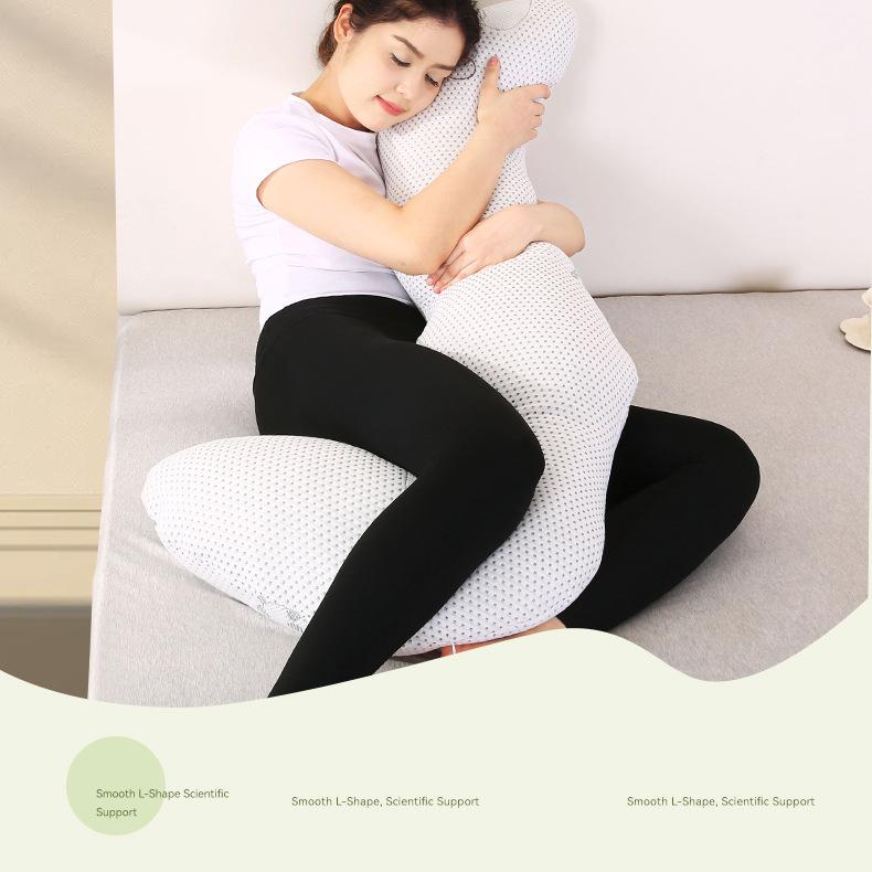 J-Shaped Multifunctional Maternity and Side Sleeper Pillow for Back Support & Breastfeeding