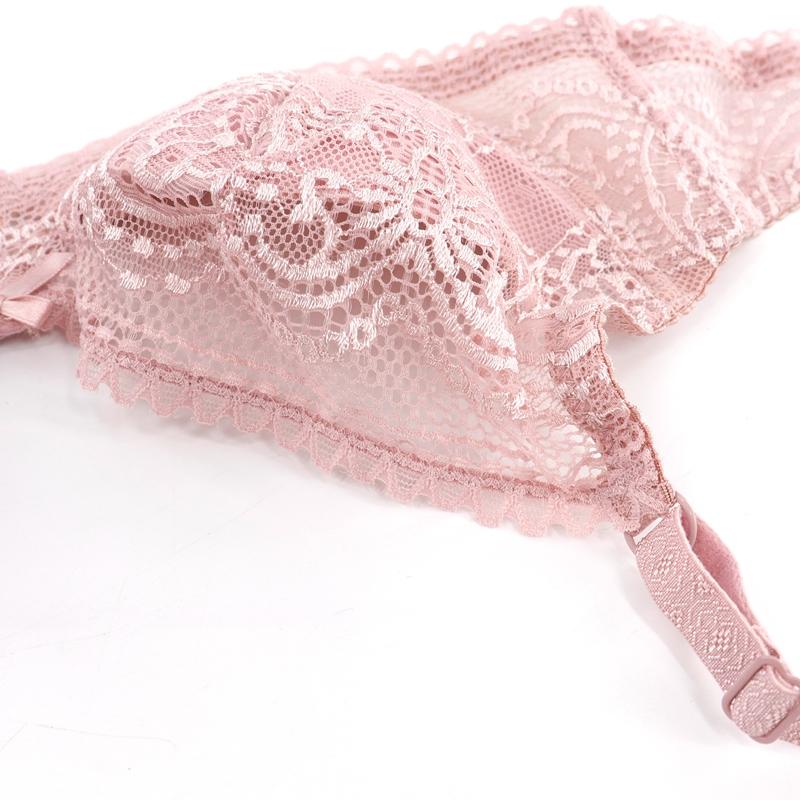 Women Ultra Thin Hollow Out Bra Sexy Lace Bow Bras Comfortable Breathable with Wire Brassiere 75C-100C-6012
