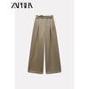 Zaprha 2025 New Arrival Double Pleated Loose Slack Feeling Plaid Idle Style Mop Women's Casual Pants 1255424