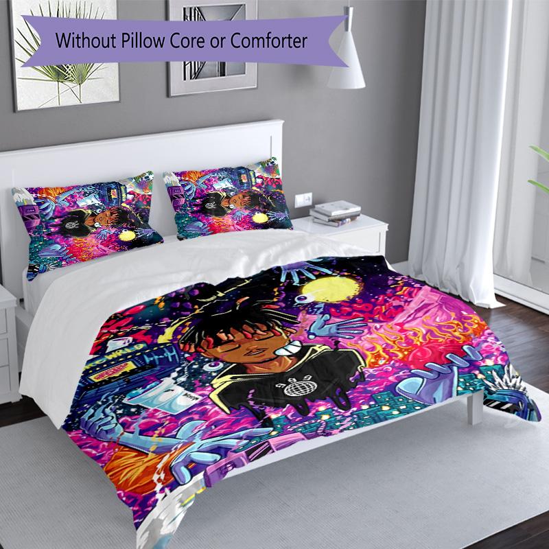 3pcs Juice WRLD1 Pattern Bedding Set Duvet Cover Set Includes Duvet Cover &pillowcases, Perfect All Season Bedroom Decoration & Gift