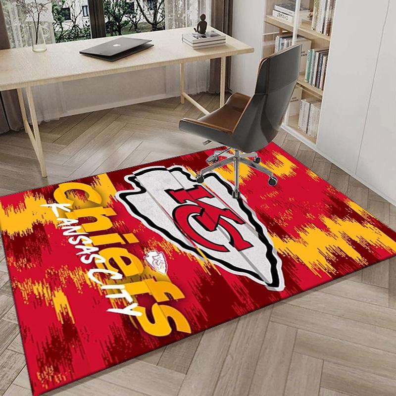 Stadt Chiefs Emblem Bedruckter Teppich für Büro, Stuhlunterlage, Dekorativer Teppich Bodenmatte, Große Größe Fan Geschenke Weihnachtsgeschenke