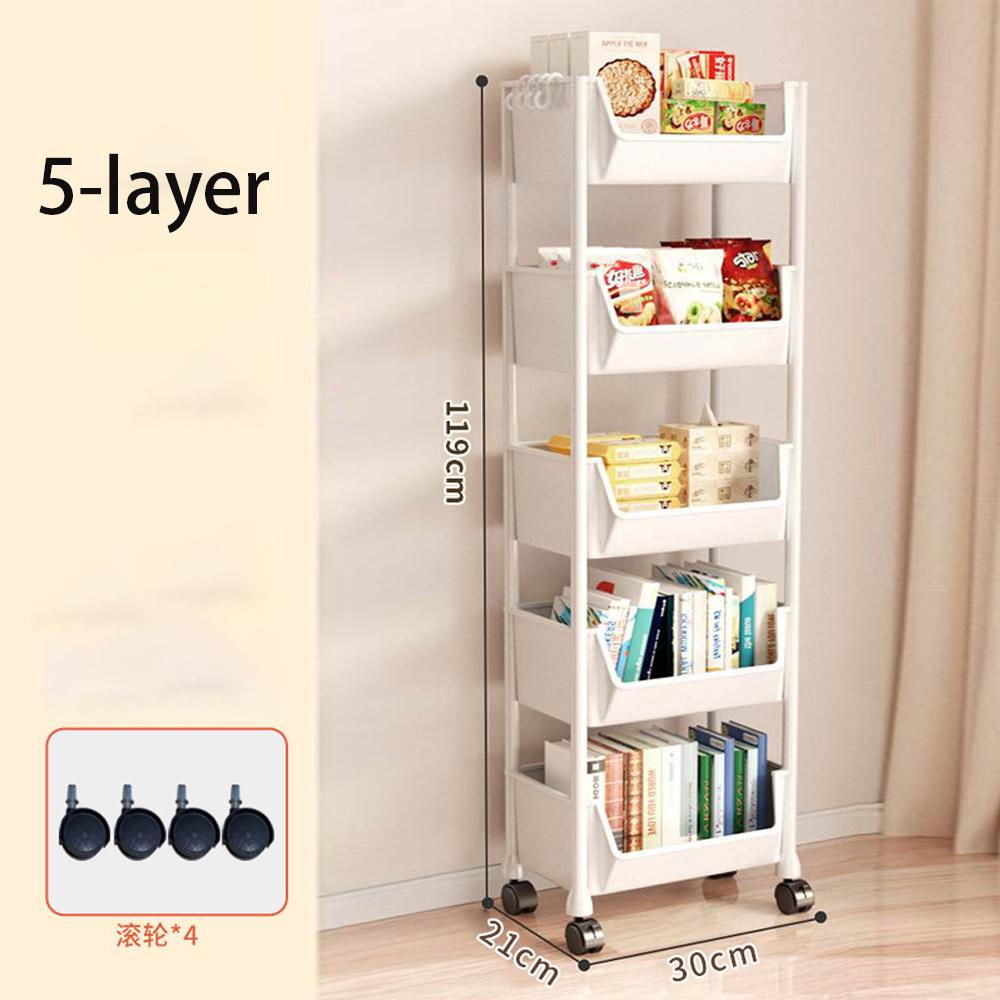 Kitchen Storage Rack Trolley Bookshelf Kitchen Corner Narrow Slit Storage Cabinet Bathroom Living Room Home Organizer