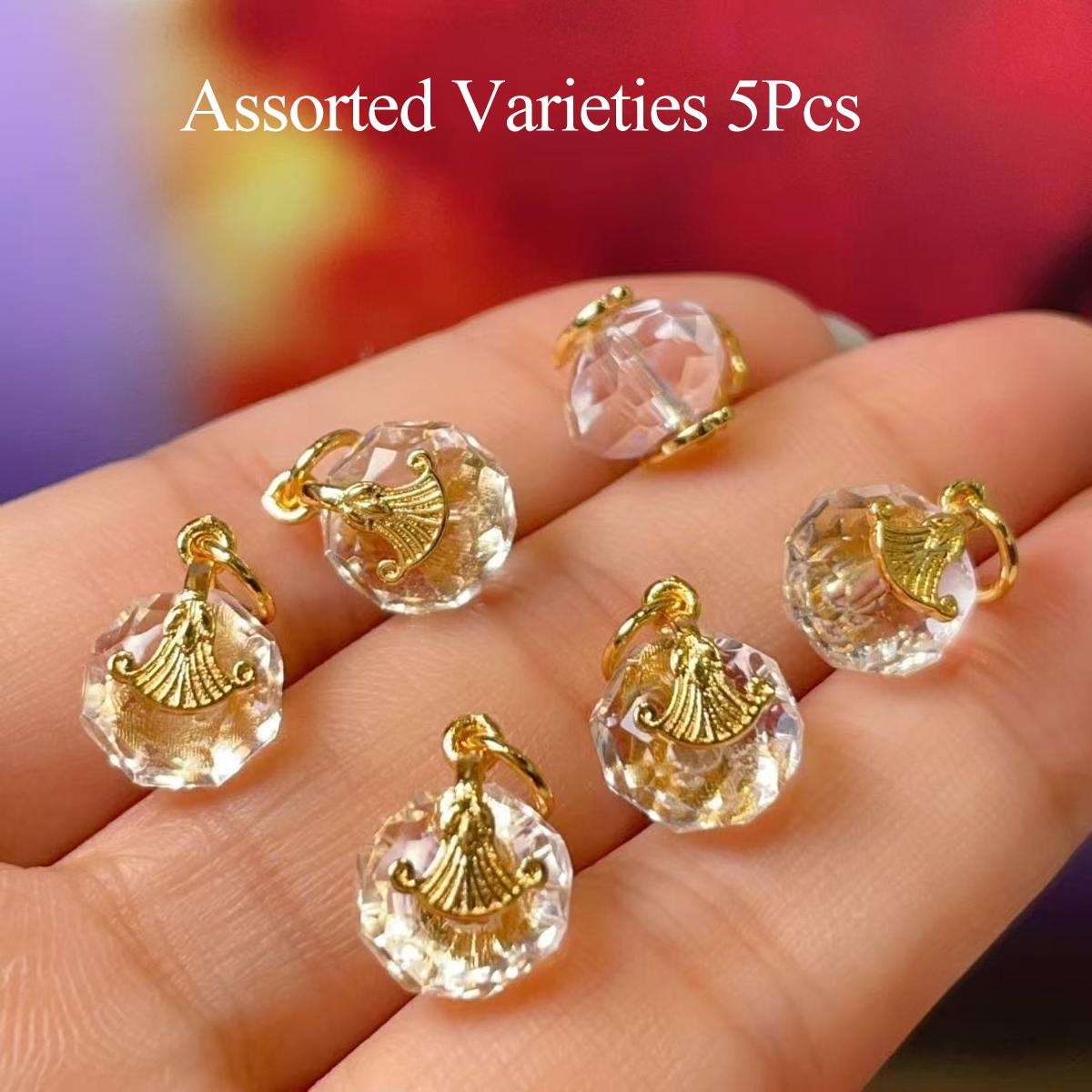 

5 шт., Подвеска из ограненного натурального кристалла, Декор в виде листьев гинкго с золотым покрытием, Аксессуары для модной бижутерии для браслетов и ожерелий, Подарки на День святого Валентина 8×9 мм 5Pcs/8×9mm