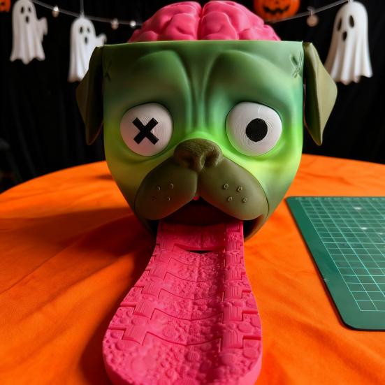 Yousheng Zombie Pug Candy Dispenser Fun Interactive Toy with Spring-Loaded Release Novelty Candy Gadget for Halloween Parties & Dog Lovers