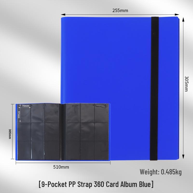 4-Pocket Solid Color PP Card Storage Album with Elastic Band, Large Capacity for Game Cards or Photos - Holds 160 Cards