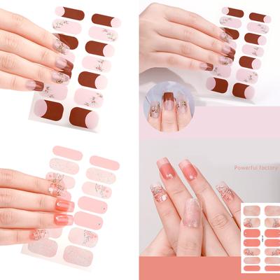 Full Wrap Nail Art Sticker Bronzing Gele Nagelstreifen Wasserfeste Nagellack Sticker mit Nagelfeile Nail Art Dekoration