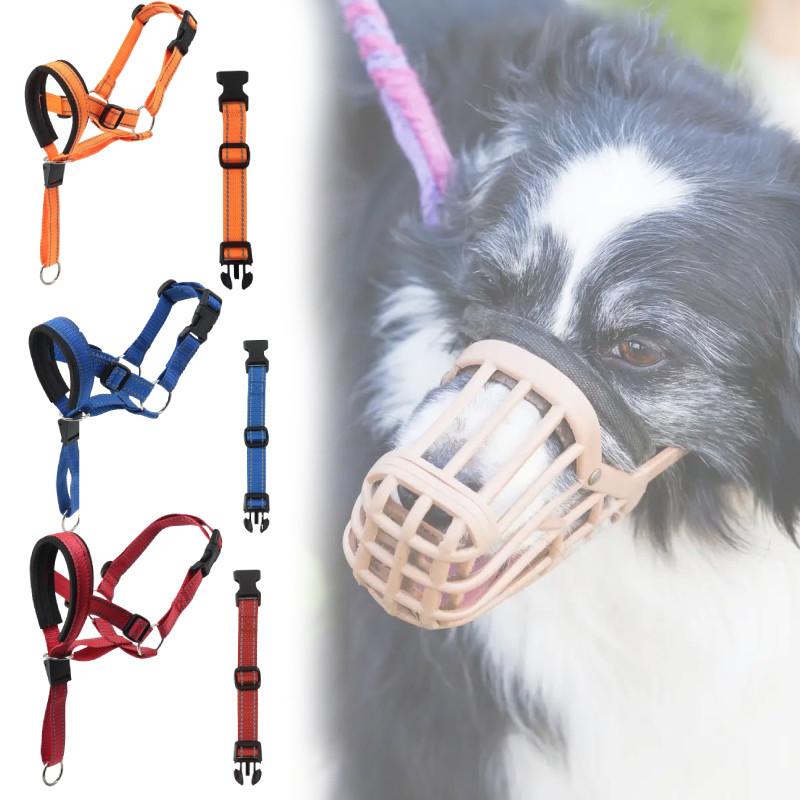 Mouth Muzzles Dog Anti Bark Collar Breathable Training Set Strips Reflective