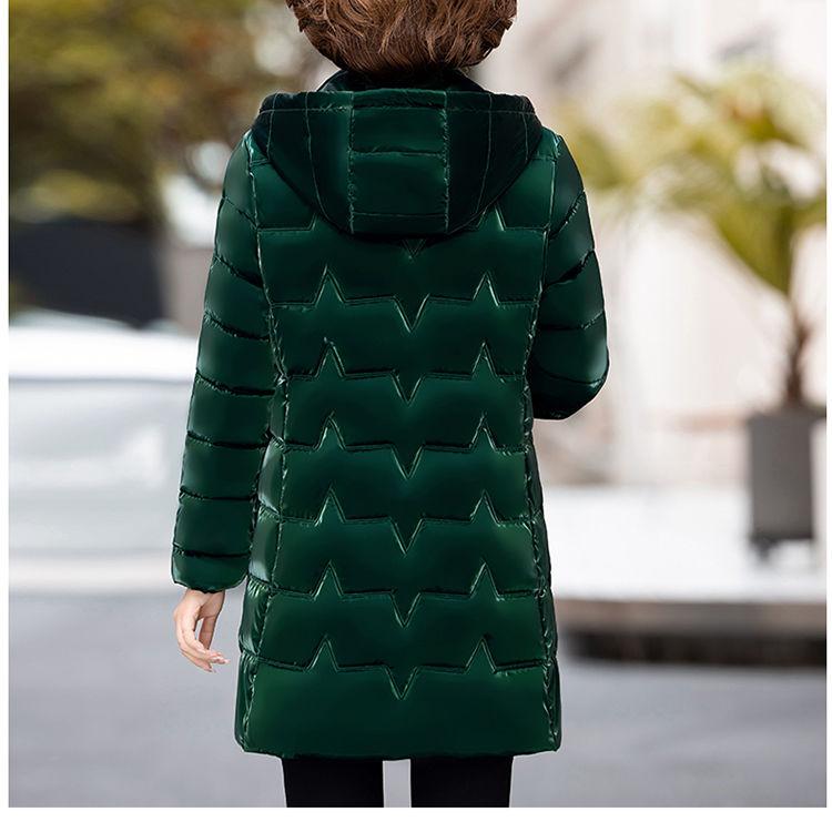Fashionable and Comfortable Long Cotton Coat for Middle-aged and Elderly Women with Bright Surface