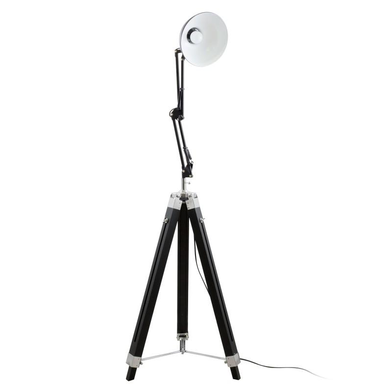 Gasoline - Office Noir - Lampadaire Décoratif - Bois Et Métal - Pied 170 Cm - Abat-jour 20 Cm