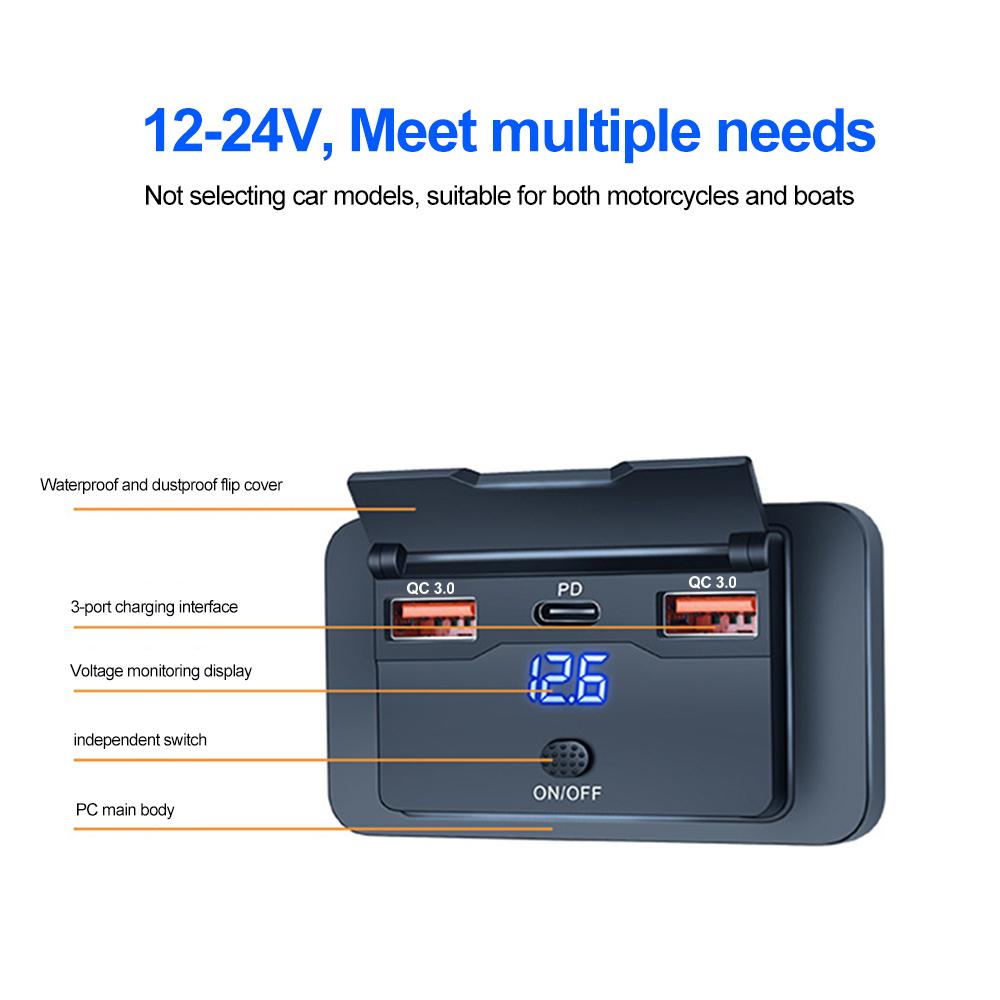 12/24V Auto USB Adapter Steckdose Mit Spannungsanzeige Schnellladeanschluss Autoladegerät Steckdose Zubehör für Auto Bus Wohnmobil LKW