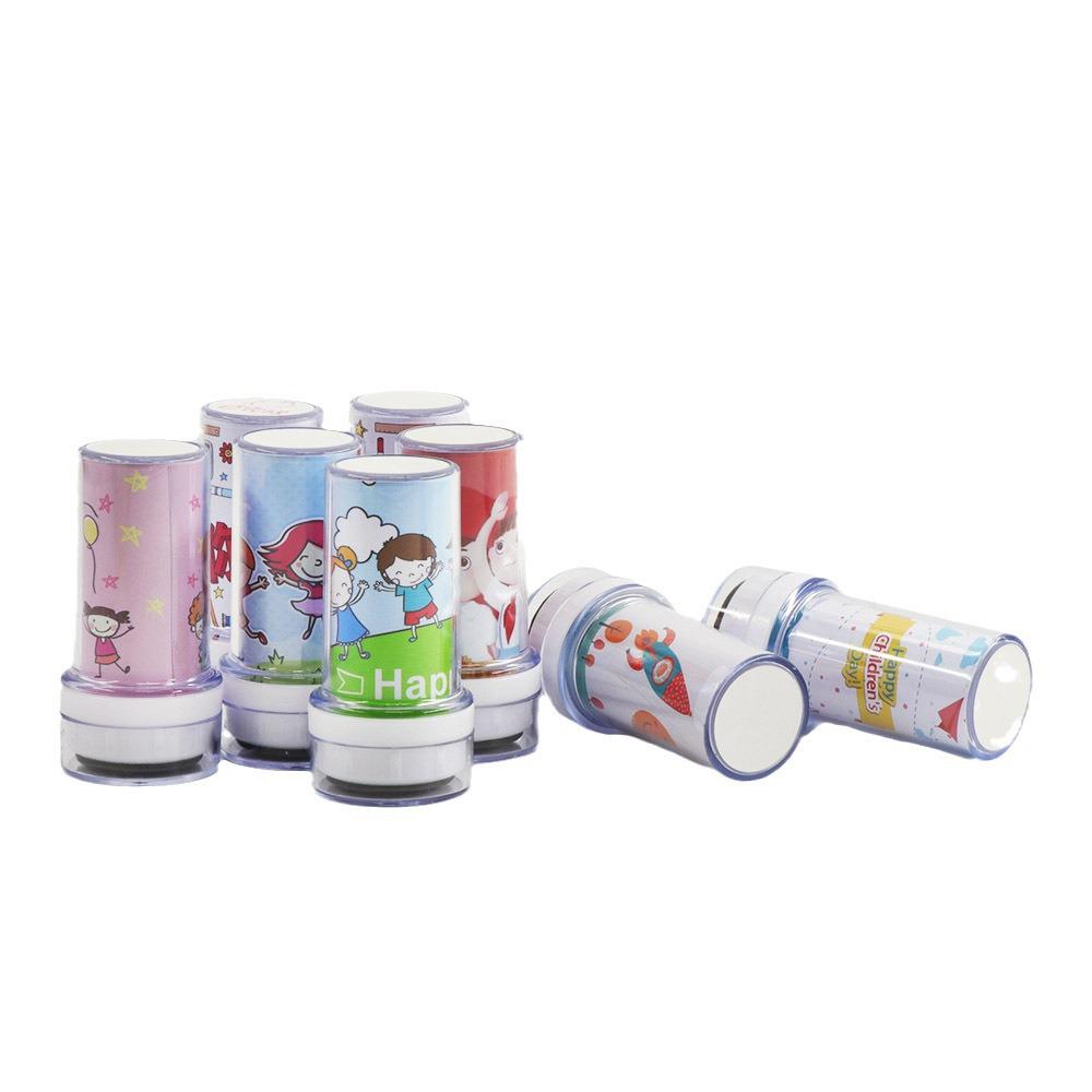 Custom Cartoon Teacher Stamp: Transparent, Photosensitive Round Seal for Student Feedback