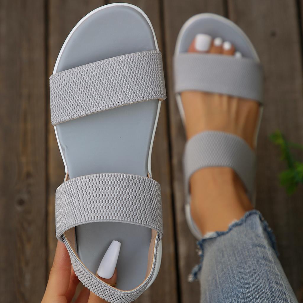 Damen Strick Elastisches Tuch Keilsandalen Slip-on Leichte Laufsandalen Damen Übergröße Bequeme Sommerschuhe für Frauen