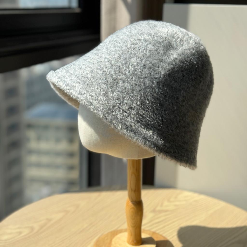 Fischerhut Damen Herbst und Winter High End Gesicht Zeigend Klein Eimerhut Ohne Make-up Gesicht Bedeckend und Warm Haltend Plüsch Beckenhut