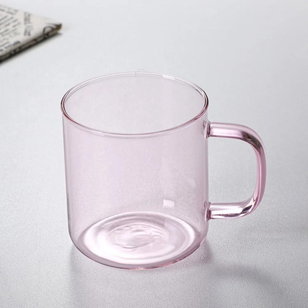 Colored Borosilicate Glass Coffee Cup Amber  Blue Green Pink Tea Mug Milk Water Breakfast Cup with Handle 350ml  for Home Cafe