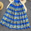 Summer Vintage Printed Oversize Long Maxi Beach Dress for Women's Lantern Sleeve Seaside Holiday Dresses