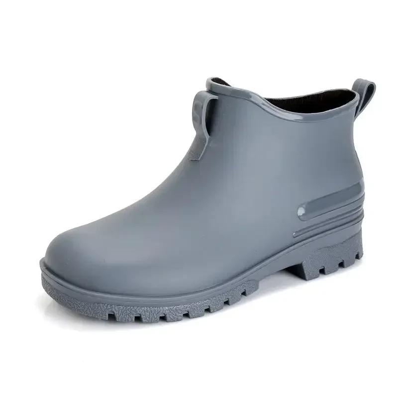 Waterproof and Non-slip Fashion Man Shoes Chef Kitchen Cooking Ankle Low Short Rain Boots for Men Comfortable Plastic Resistant