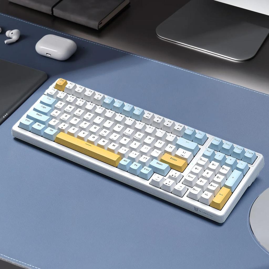 Merdia Mechanical 100 Independent Key LED English ABS for Mac White Blue Yellow Keyboard, Type-C Wired, 2.4G, Keys, Switches, Backlight, Layout,