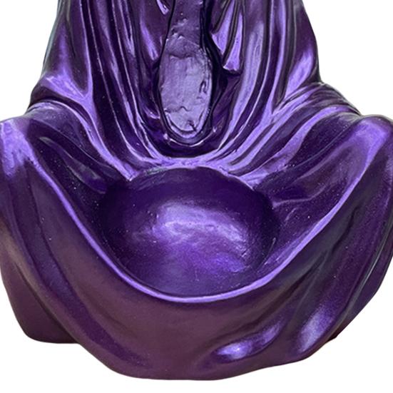 Grim Reaper Statue Gothic Crystal Ball Stand Bookshelf Decor Mysterious Creepy Wizard Robe Sculpture for Halloween Home Decor