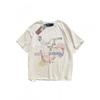 Mens Oversized Cotton Tee With Washed Distressed Letter Print High Street Style Casual T-Shirt