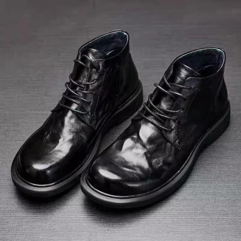 Fashion Cowhide Men's Shoes Vintage Men's Boots Real Leather Ankle Boots