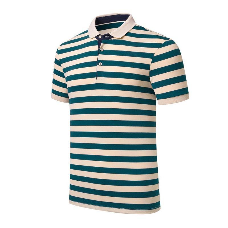 Tricou polo pentru bărbați, de vară, cu mânecă scurtă, brodat, lejer, cu dungi