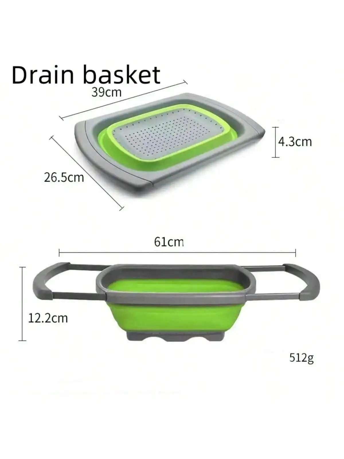 

Складная разделочная доска с дуршлагом, многофункциональная силиконовая складная разделочная доска, корзина для посуды, сушилка для посуды, кухонное хранилище