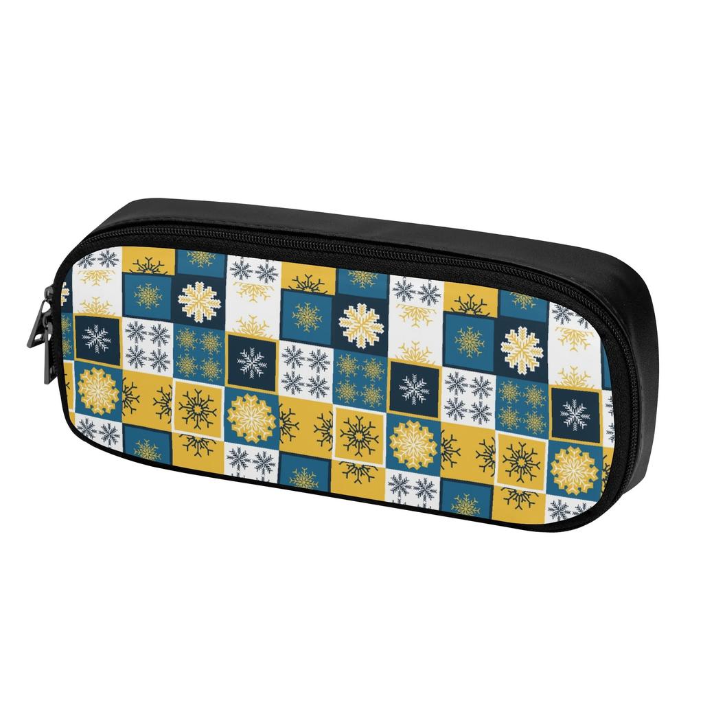 Leather Pencil Case with Elastic Bands and Interior Mesh Pocket for Study Work and Travel