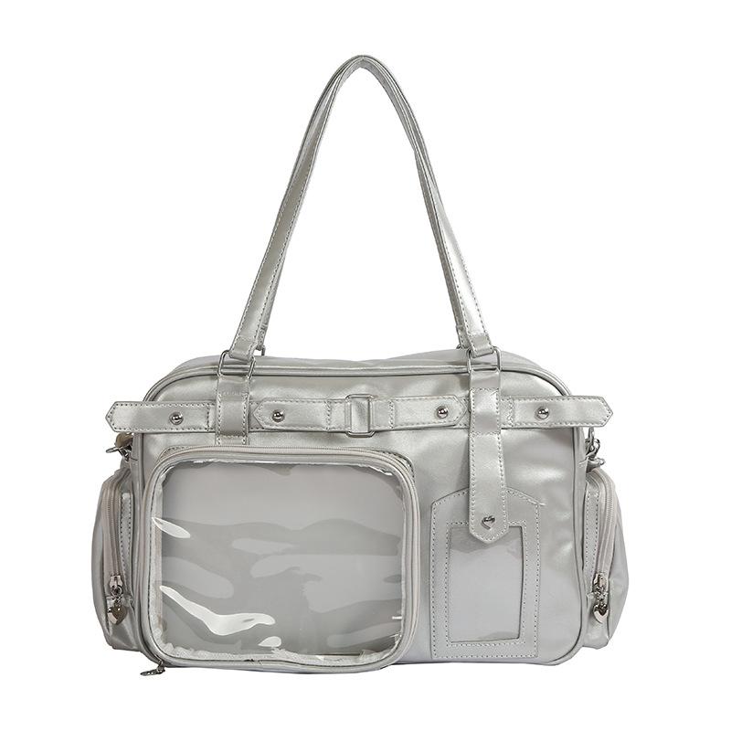 

Japanese College Wind Pain Bag Large Capacity Tote Bag Female Commuter Student Class Bag Multi-pocket Shoulder Bag Crossbody Bag серебряный