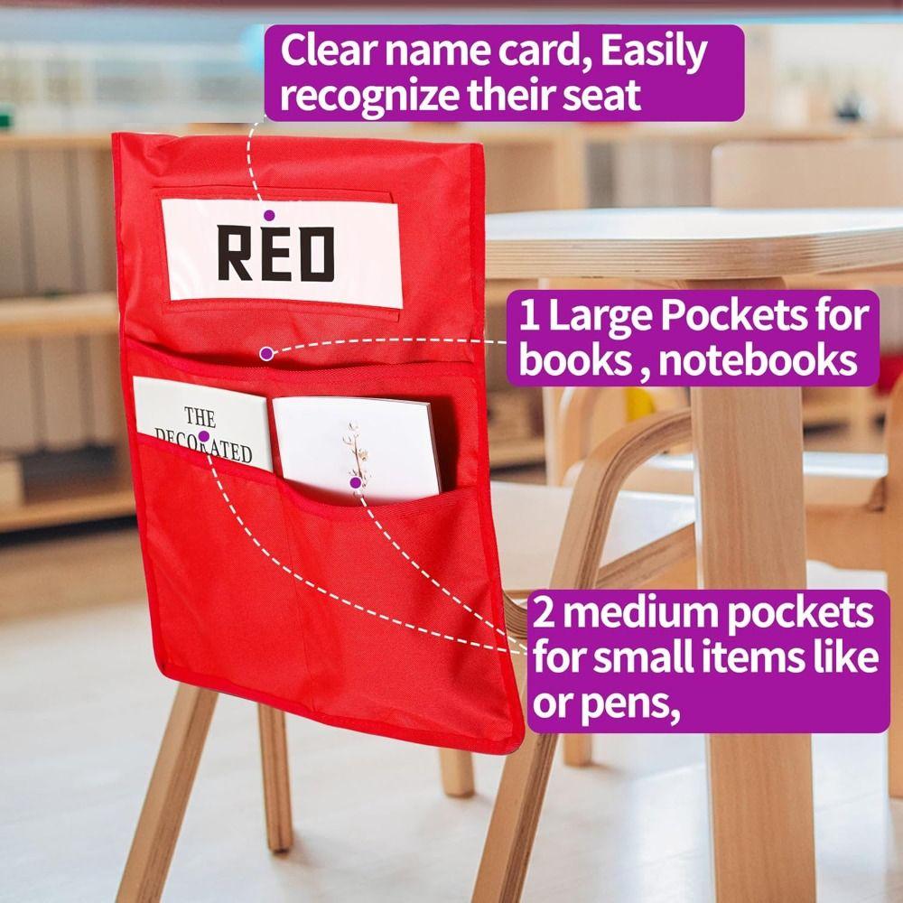 1  Name Card Slot Chair Pockets for Classrooms 3 Pockets Student Chair Pockets  Classrooms