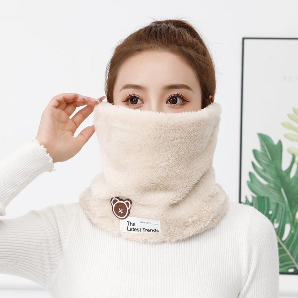 

Soft Plush Cold-proof Collar Thick Face Cover New Warm Scarves Women Men бежевий