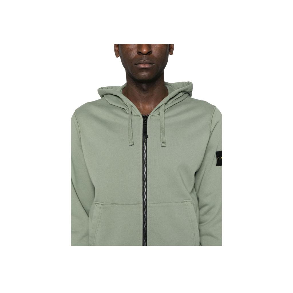 STONE ISLAND Giacca da uomo con cappuccio, manica lunga, tinta unita, con zip, verde K1S156100042S0051-V0055