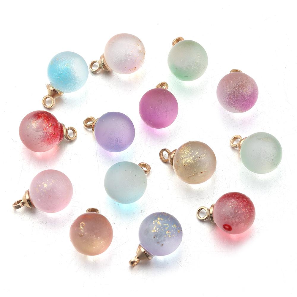 30 Stück 8mm Farbverlauf Lampwork Anhänger Bunte Glas Runde Perlen Anhänger Für Schmuckherstellung DIY Halskette Armbänder Ohrringe