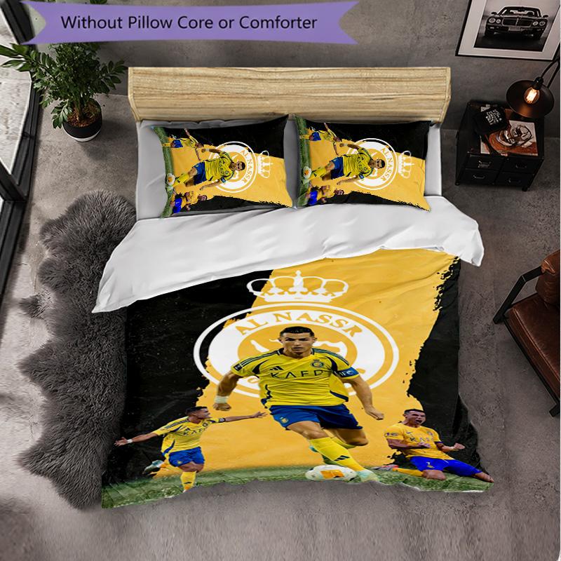 Biancheria da Letto a Tema Cristiano Ronaldo Set 3 Pezzi Copripiumino Biancheria da Letto Decorativa per Stanza Adolescenti Decorazione Casa