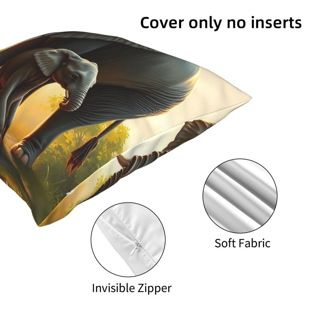 A Majestic Elephant With Her Baby Elephant Square Pillowcase Pillow Cover Cushion Decor Comfort Throw Pillow for Home Sofa
