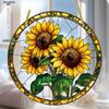 Sonnenblumen-Sonnenuntergangs-Berglandschaft Sonnenfänger Buntglas Rundes Acryl Hängende Dekoration Geeignet für Fenster Sonnenfänger Tür, Sonnenfänger